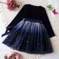 Baby Girls Long Sleeve Dress Star Sequin Princess Dress Children Birthday Party Casual Clothing Kids Christmas Dresses for Girls