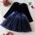 Baby Girls Long Sleeve Dress Star Sequin Princess Dress Children Birthday Party Casual Clothing Kids Christmas Dresses for Girls