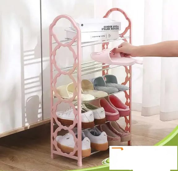 5 Layer Steel Rods Foldable Shoe Rack