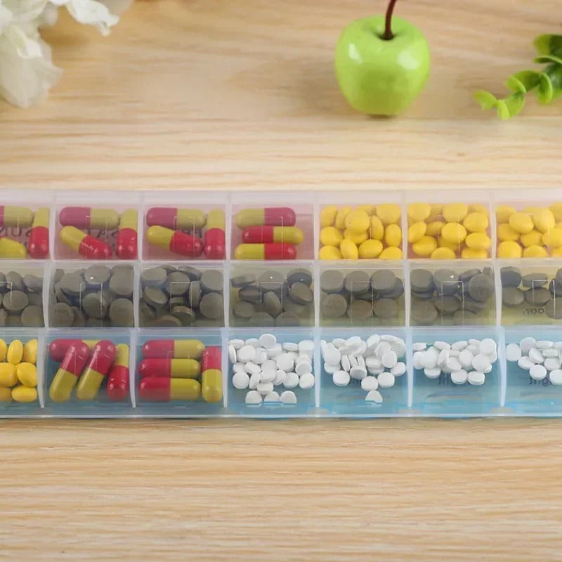 21 Grids 7 Days Portable Weekly Pill Case Medicine Storage Box