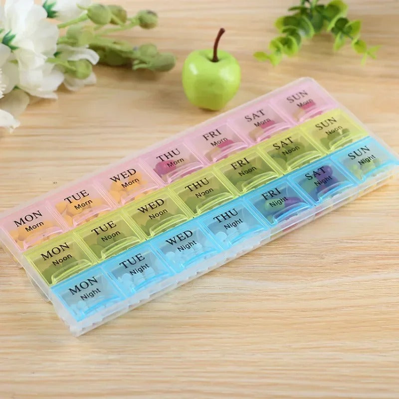 21 Grids 7 Days Portable Weekly Pill Case Medicine Storage Box